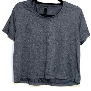 Adidas Girls Athleisure Crew Neck Jersey Knit Top Short Sleeve Shirt Grey M NWOT